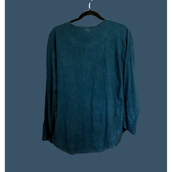 FELINA WOMENS GREEN LONG SLEEVE CREW NECK SOFT PAJAMA TOP SIZE MEDIUM - Picture 2 of 6